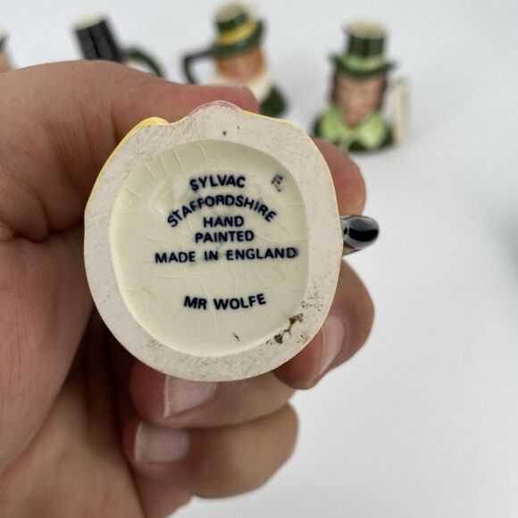 Sylvac Staffordshire Set Of 8 Ceramic Toby Pitchers 2"-3" Hand Painted England - Picture 7 of 16